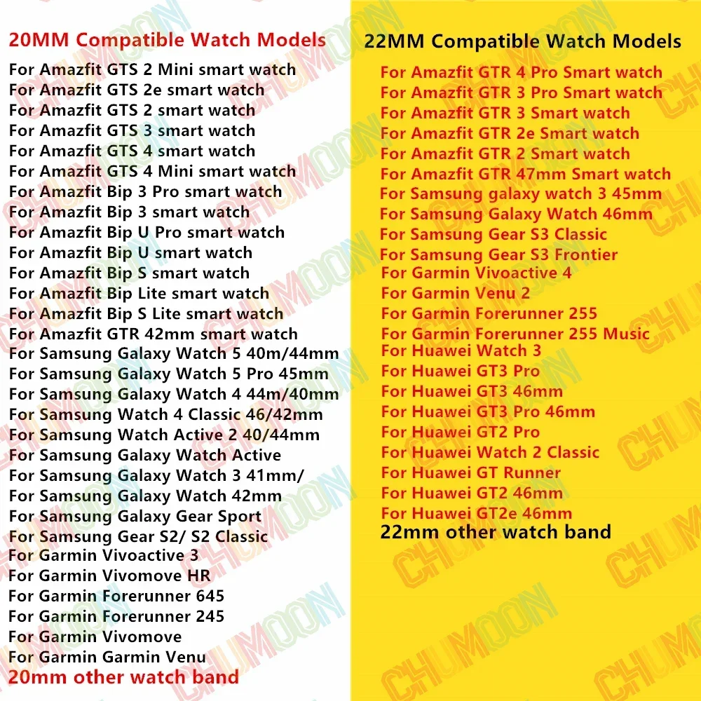 Versatile 20mm/22mm Smartwatch Strap - Stylish Wristband Bracelet