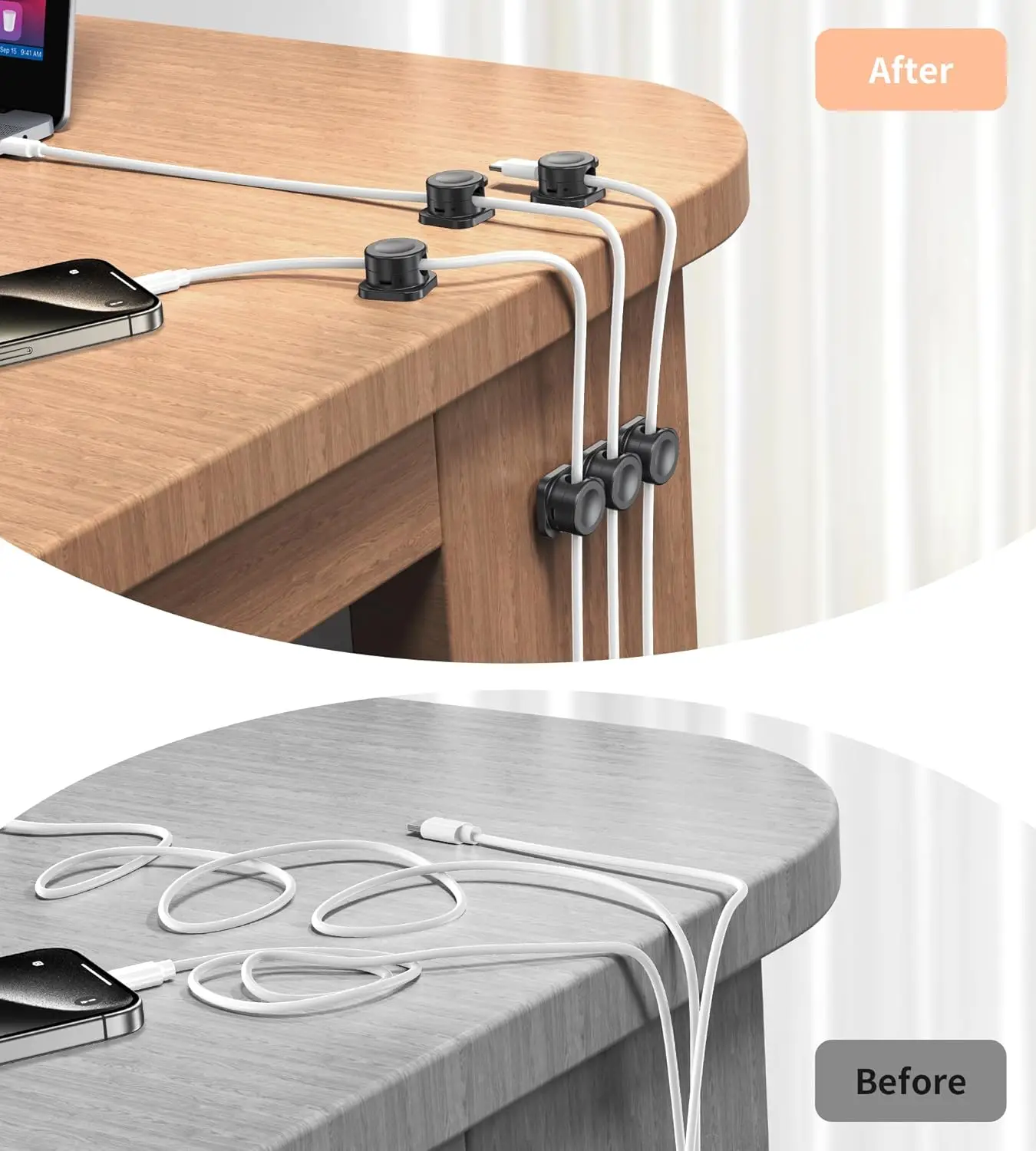8PCS Magnetic Cable Organizer Management Phone Cables Clip Cord Holder Home Office Desktop Nightstand cable organizer
