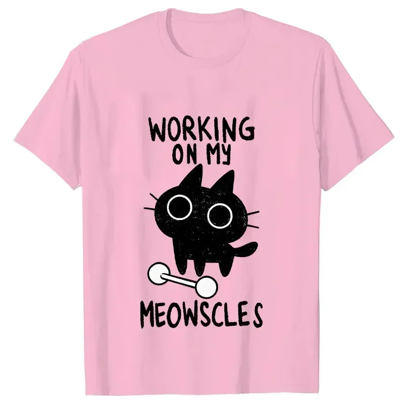 T-shirt con stampa Fitness Cat per donna e uomo, estive, casual, divertenti, streetwear, top a girocollo, a maniche corte, vestibilità ampia - immagine 4