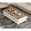 Farmhouse coffee table, square with adjustable top and living room drawers, wooden center table for home and office 3