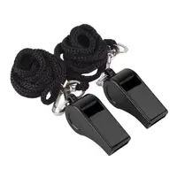 Professional Whistle Black ABS Outdoor Sports Camping Hiking Referee Game Training  Survival Whistle  With Lanyard 1