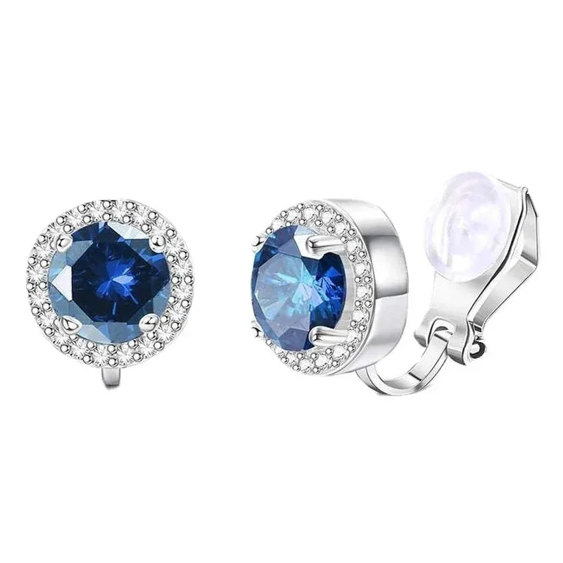 Ear Clip Earrings 1Pair Candy Color Colorful Geometry Zircon Pearl Earrings European Style Earclip Earnail Women Ear Clip Fake Piercing
