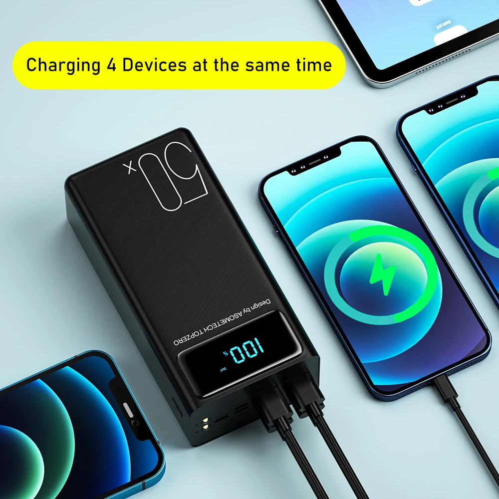 ASOMETECH Power Bank 50000mAh Portable Charger LED Light Poverbank Powerbank 50000 mAh External Battery For iPhone Xiaomi Samsung Huawei - Image 3