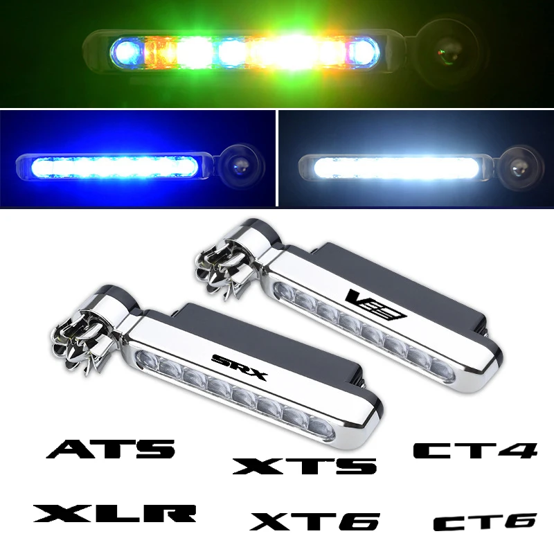 2PCS Wind Powered Car Running Lights 8LED Rotation Fan Daylight For Cadillac ATS CTS XTS XT4 XT6