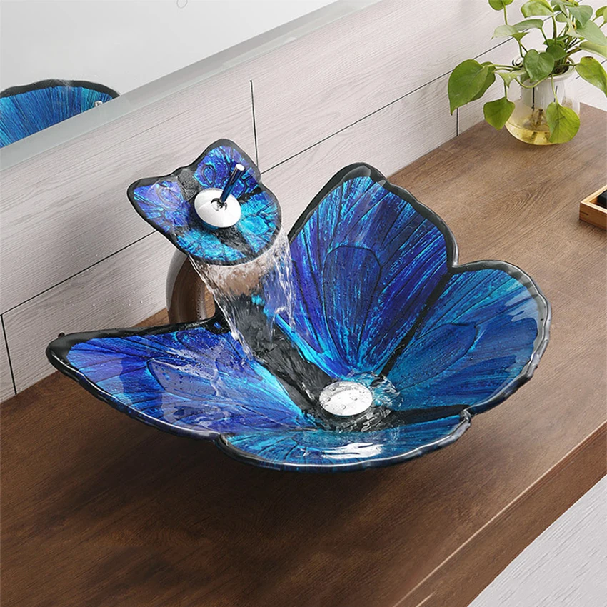 Tempered Glass Butterfly Shaped Wash Basin