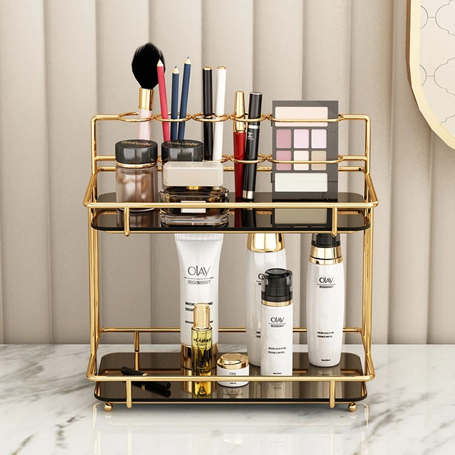 Bathroom Organizer Countertop Gold, 2 Tier Bathroom Vanity Organizer Makeup  Shelf Removable Tier Tray for Dresser,Bedroom - AliExpress