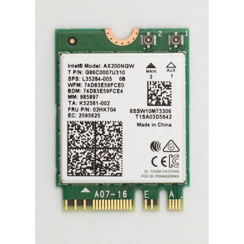 

Беспроводная карта Wi-Fi 6 для Intel ax200ngw WLAN 2,4g/5G BT 5,0 Fru: 02hk704