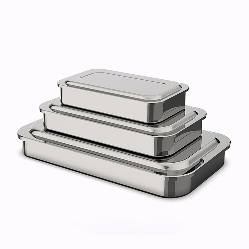 Dental Tray Surgical Nursing Lid Medical Equipment Steriliser Container for Dentist Storage Box Stainless Steel Instrument storage box storage tray