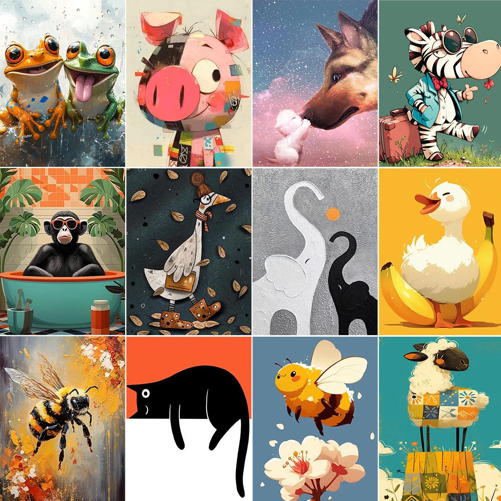 Cartoon Picture Oil Paintings for Kids Coloring By Numbers on Canvas Wall Art Crafts for Children Bedroom Home Decoration