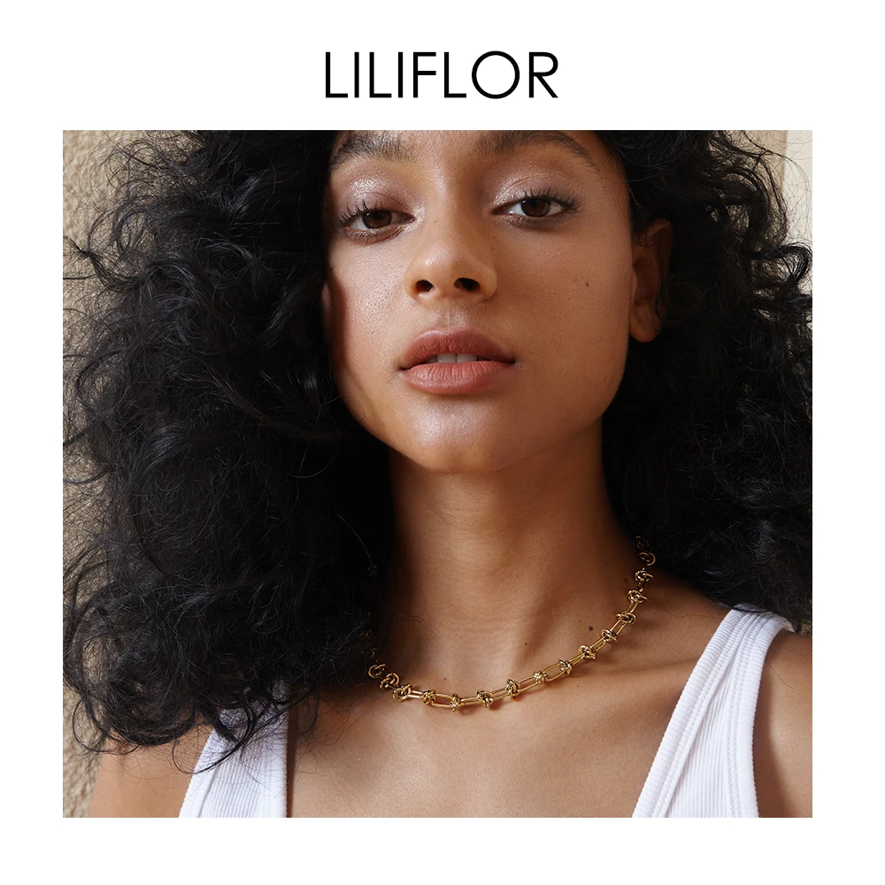 

LILIFLOR High Quality 18K Gold Plated Stainless Steel Rope Knot Shape Chain Necklace Holiday Fashion Jewelry P203120
