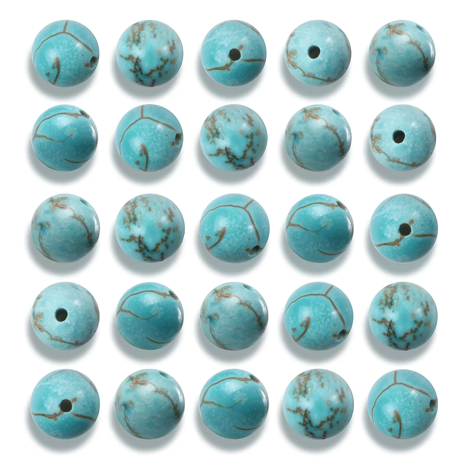 4/6/8/10 mm türkisfarbene Perlen Naturstein mit elastischer Schnur, runde lose Perlen für Schmuckherstellung, Zubehör, Armbänder, Halsketten