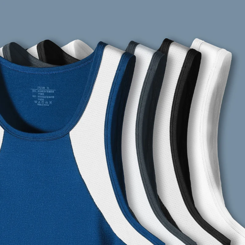 Vest Men's Comfortable Breathable Sling Hurdle Short-Sleeved Young Boys Sports Running Sleeveless T-Shirt Bottoming Shirt Unders 4