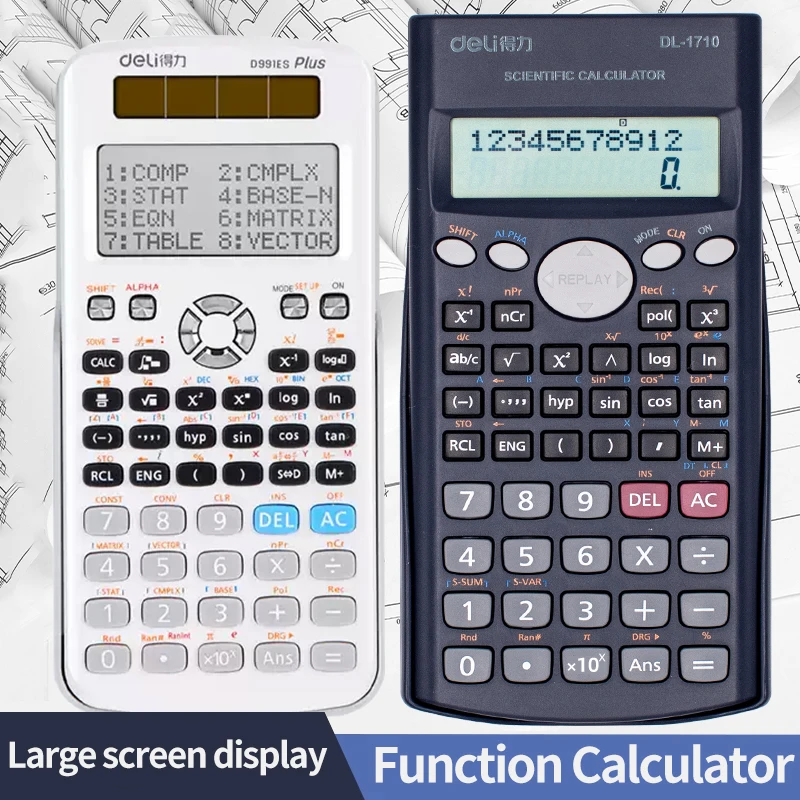

Deli Multifunctional Functions Calculator Portable Exam Functions Vector Test Calculators For School Students Supplies