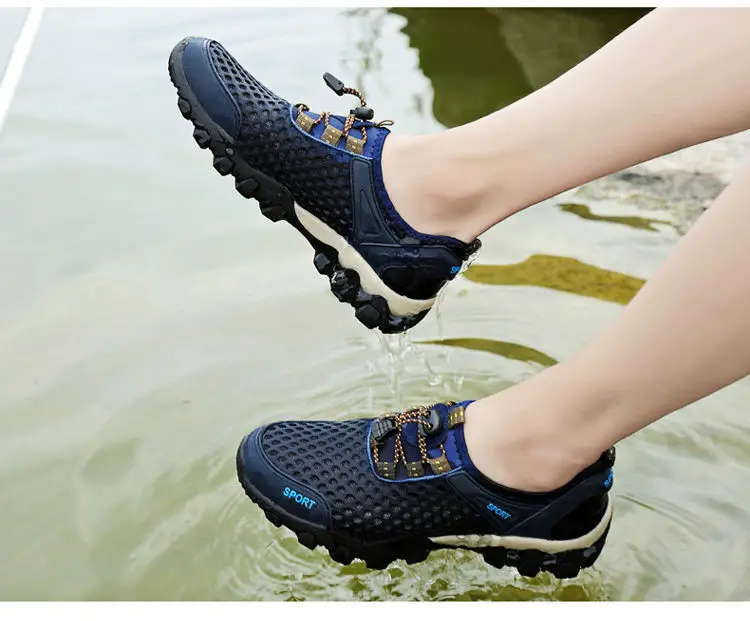 Herren Mesh atmungsaktive Wanderschuhe Sommer rutschfeste weiche Sohle Sportschuhe Outdoor verschleißfeste stoßdämpfende Laufschuhe – Detail 15