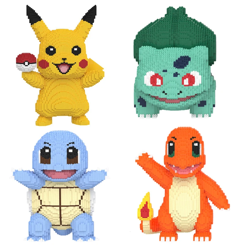 빌딩 블록 Bulbasaur Charmander 3D 모델 조립 연결 미니 벽돌 그림 장난감 홈 데코라용