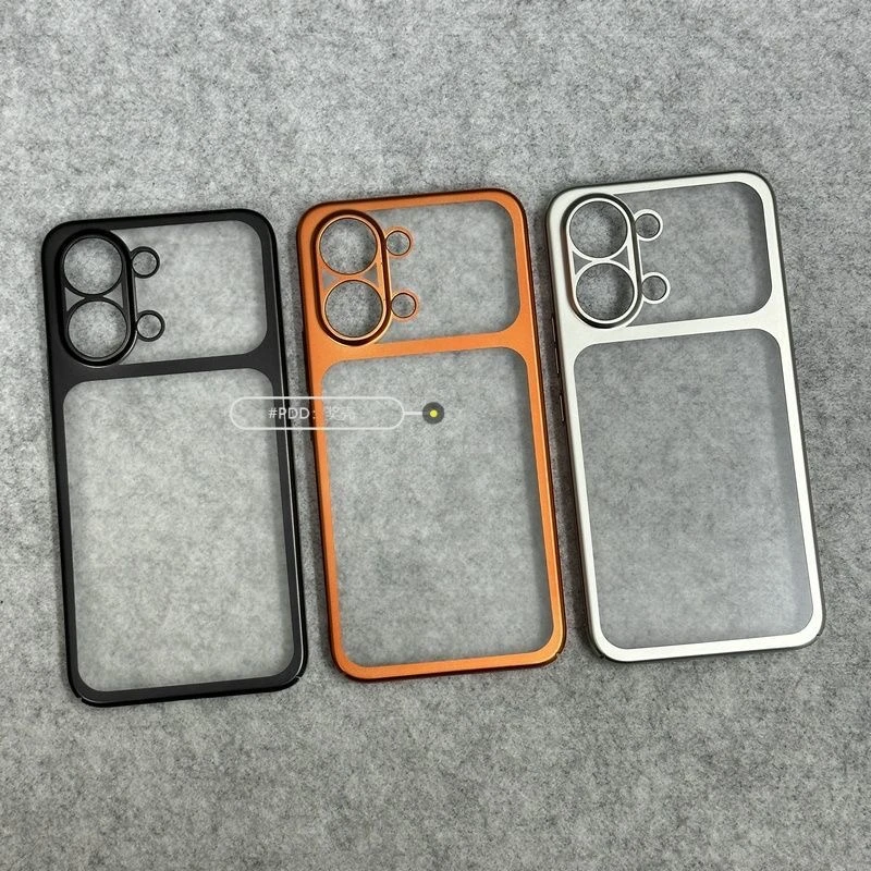 Luxury Matte Transparent Hard Back Cover with Electroplated Border