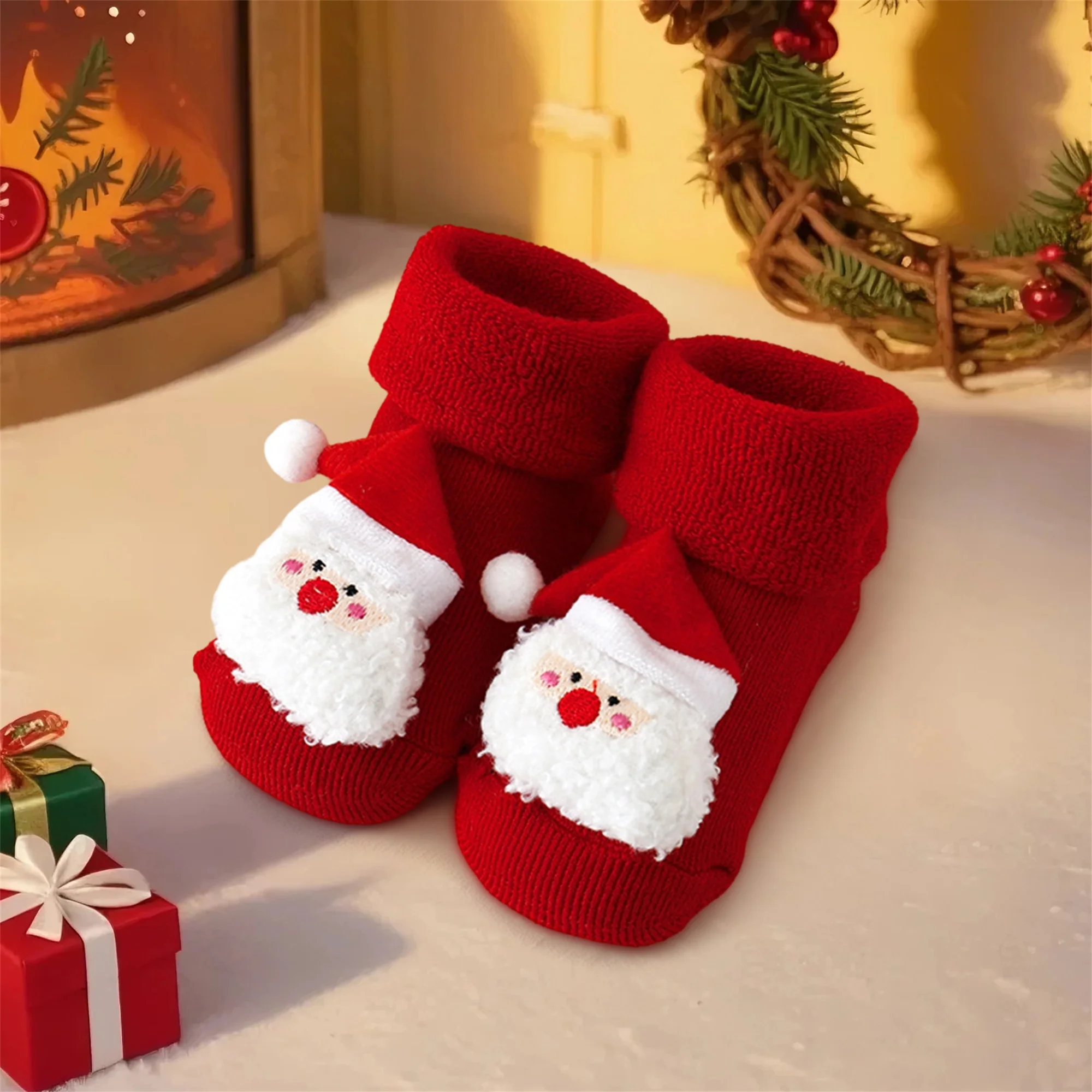 Christmas Baby Socks with Adorable Reindeer Elf Designs and Anti-Slip Soles for Cozy Winter Feet