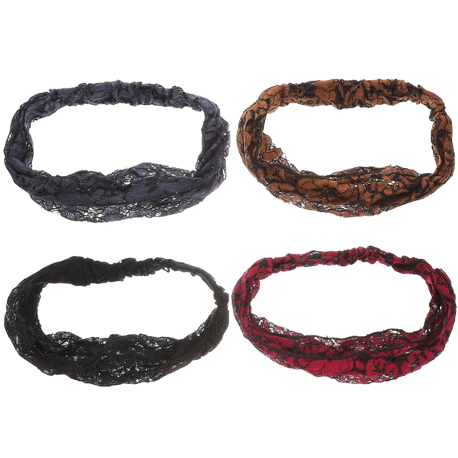

4 pcs Stretchy Lace Hair Bands Elastic Lace Headband Women Lace Headband for Girl
