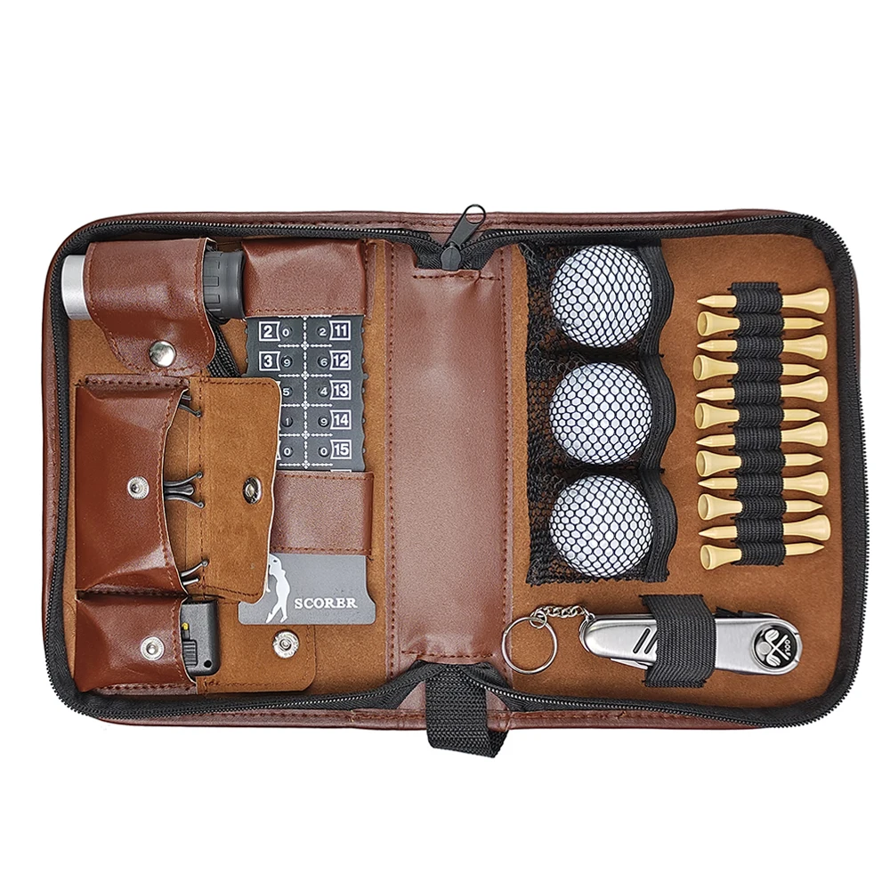 Golf Kit Tool Carrying Bag Multifunction Pu Golf Accessories Pouch Set Tool RangeFinder Knife Brush Ball Clip Tee Score 2