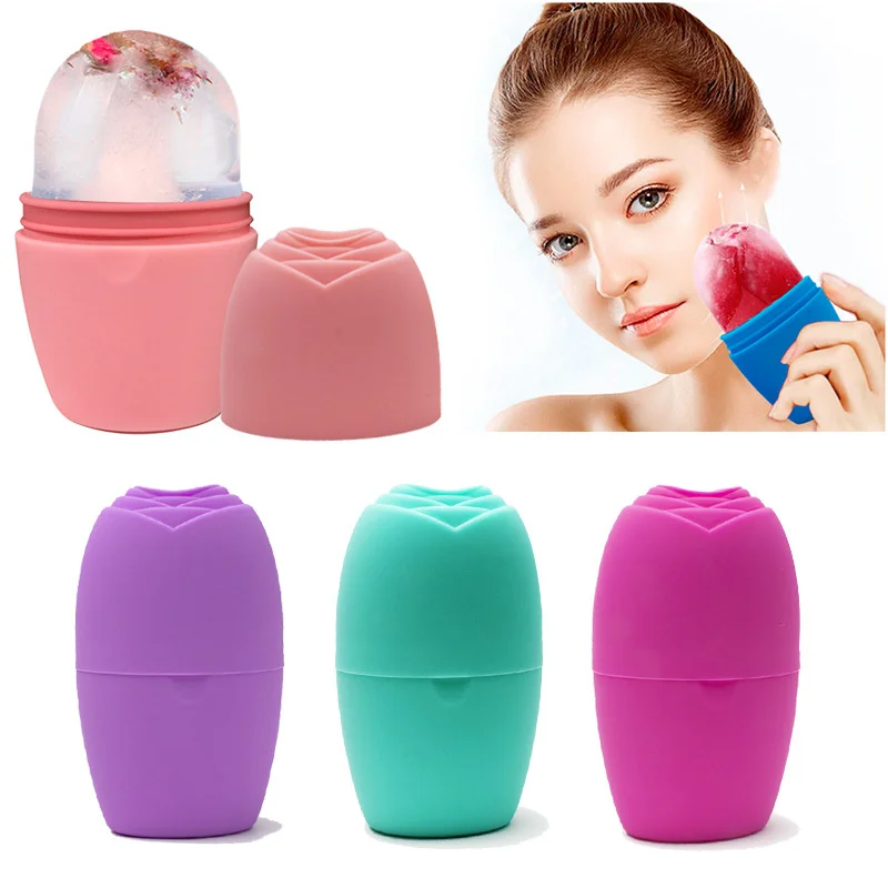 

Rose Ice Cream Massage Skin Care Lifting Contouring Tool Silicone Ice Cube Trays Ice Globe Ice Balls Face Massager Facial Roller