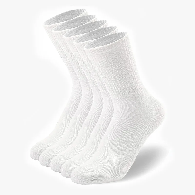 Men Crew Socks Pairs 5 for Streetwear cotton socks,casual socks,middle tube socks,black socks,breathable socks,solid color socks,mid calf socks,solid colour socks