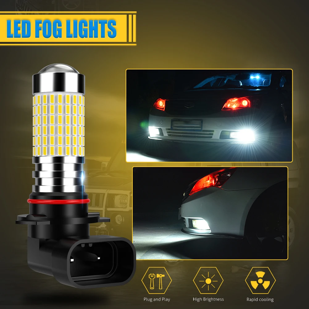 2Pcs 50W 9005 HB3 LED Fog Lights DRL Bulb for VW Passat B6 B5 Golf 7 6 5 Touareg Tiguan Jetta Polo H10 Auto Lamp White 6000k 12V