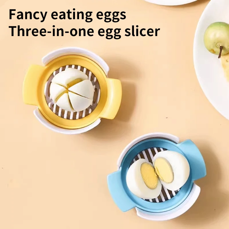 3-in-1 Creative Home Multi-functional 304 Stainless Steel Kitchen Tools Egg Cutter Fruit Slice Cutter Egg Slicer