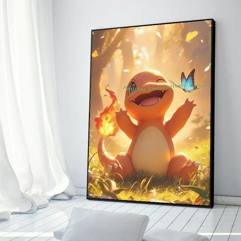 Affiche Toile PokeArt Charmander – Décoration Murale Anime – Art Du Feu