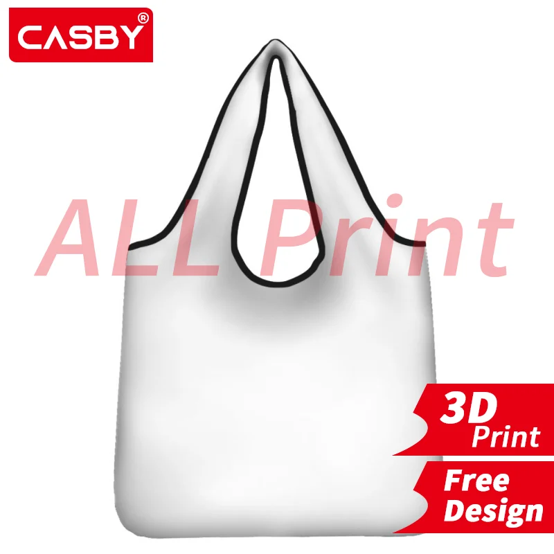 

Shopping Bag Eco Ladies Foldable Tote Handbag Portable Travel Shoulder 3D Print Custom Logo All Print Design DIY Free Design