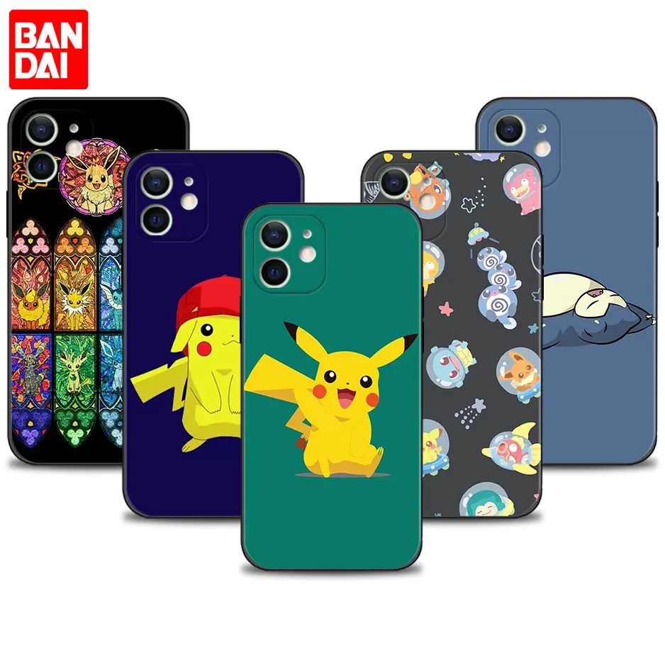 cool iphone 12 pro max cases Cartoon Pokemon Pikachu Family Phone Case for iPhone 13 11 12 Pro Max XR X 8 7 6 6S Plus XS 13mini SE 5 5S 12mini Silicone Cover cute iphone 12 pro max cases