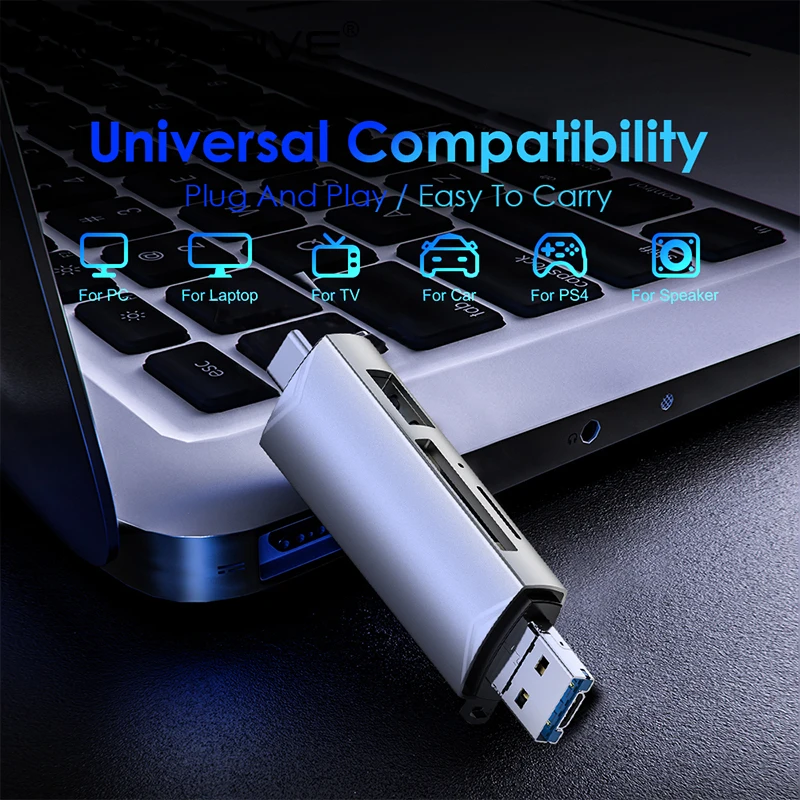 OTG C타입 카드 리더, USB 2.0 마이크로 TF Sd 미니 어댑터, TF USB 플래시 드라이브 변환기, 휴대폰 액세서리, 6 in 1