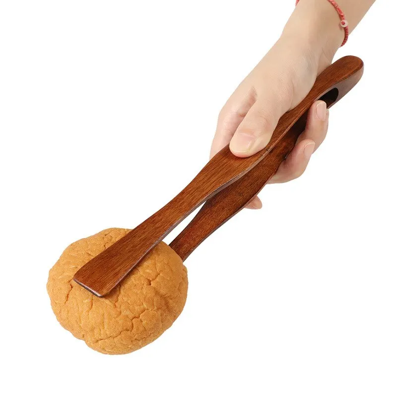 Food Tongs 1pc Wooden Kitchen Tongs Salad Serving BBQ Meat Bread Toast Clip