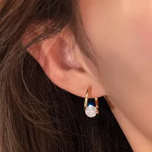  Korean Zircon Earrings Noble Shiny Crystal Fashion Geometric Stud Earrings For Women Earing Jewelry Earings Earring 1CF3 