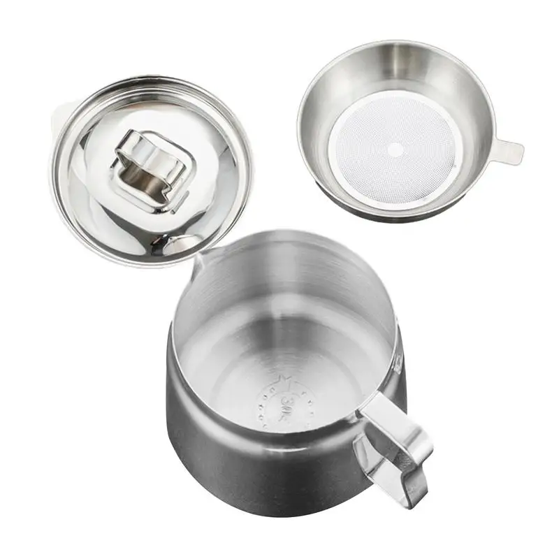 

1.5L Filter Oil Pot Stainless steel Oil Storage Bacon Grease Saver Grease Container with Strainer portable Oil Tank with lid