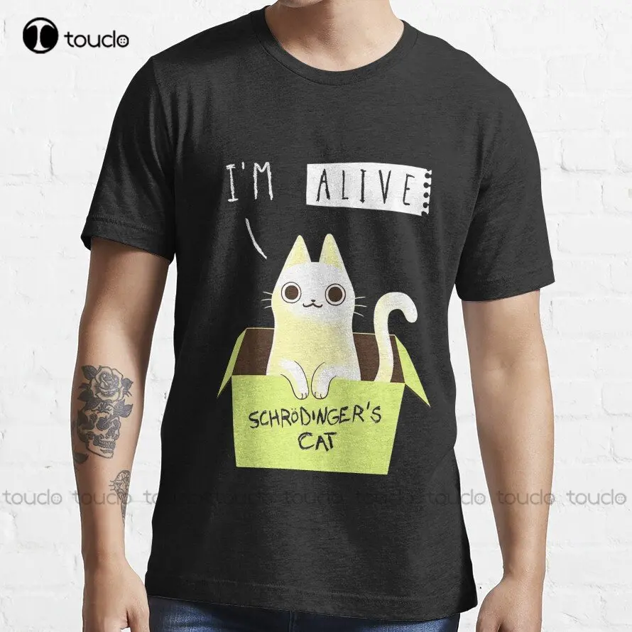 

Кошка шродингера: живая! Трендовая футболка на заказ, Подростковая футболка унисекс с цифровой печатью, женская футболка в подарок
