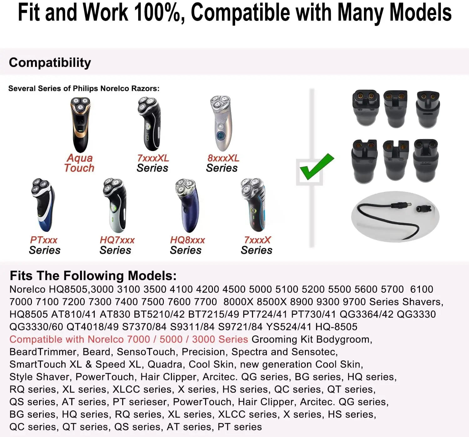 8 PCS Power Cord 5V Replacement Charger USB Adapter Suitable for All Kinds of Electric Hair Clippers