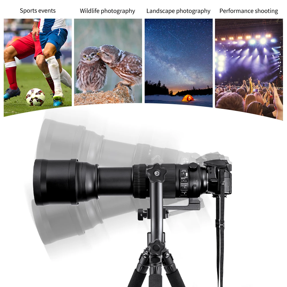 K&F Concept Tripod Head Aluminum Alloy 360 Degree Panoramic Gimbal Bird Tripod Head 1/4 Standard Quick Release Plate