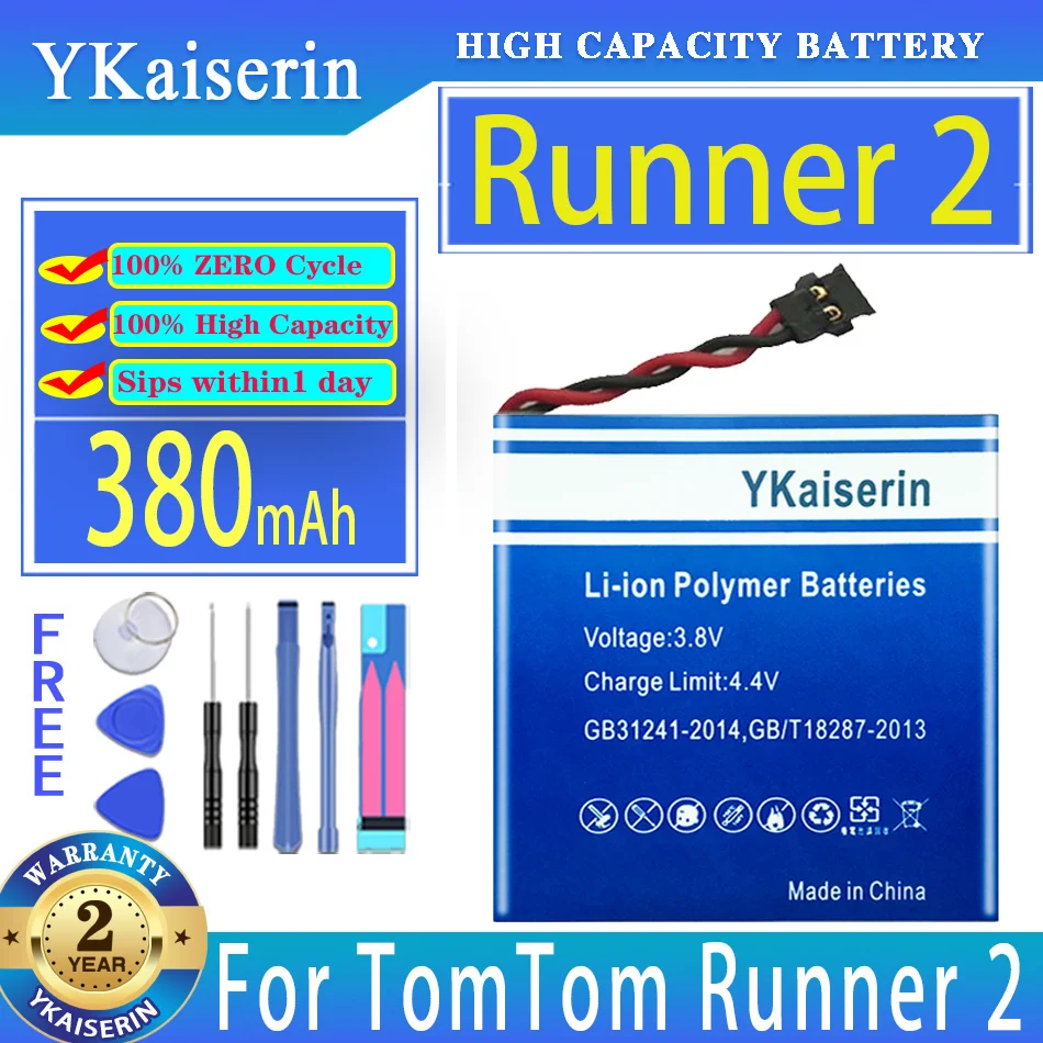 Ykaiserin 380Mah Batteria Di Ricambio 332824 Per Tomtom Runner 2 Runner2 Smartwatch