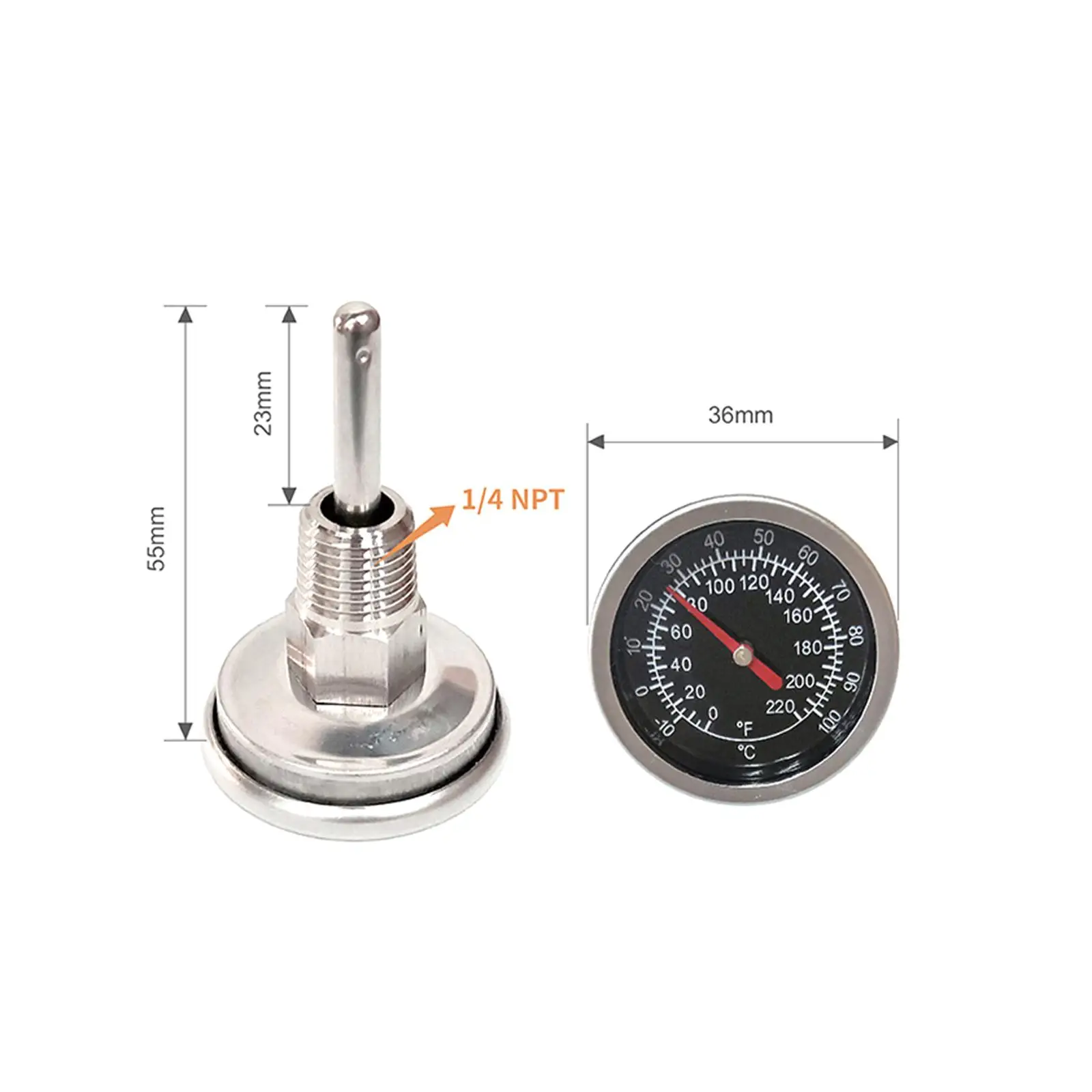Tea Pot Dial Thermometer Hot Water Thermometer Double Scale 1/4