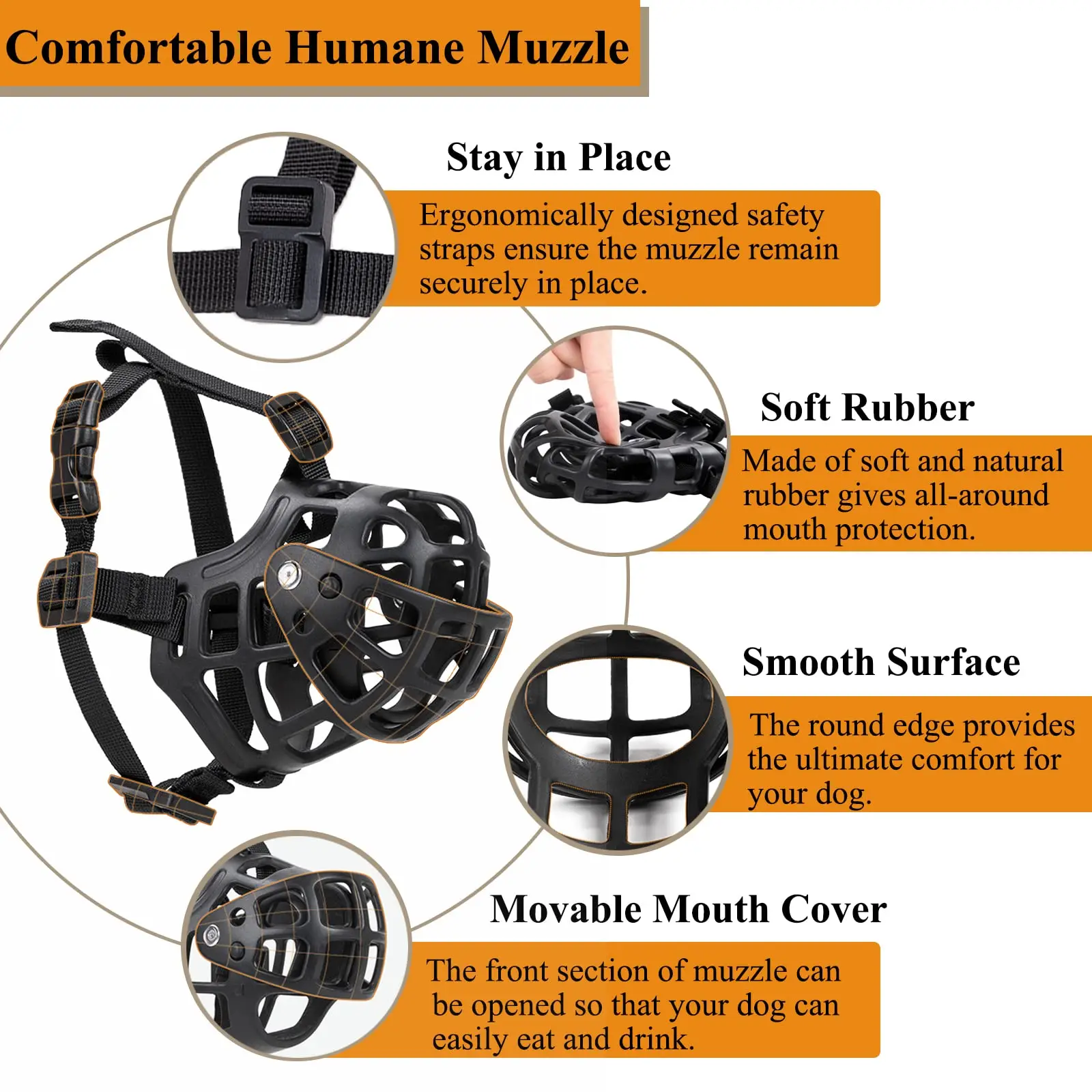 Dog Basket Muzzle with Movable Cover, Soft Cage Prevents Biting, Chewing, Scavenging and Licking Grooming, Training
