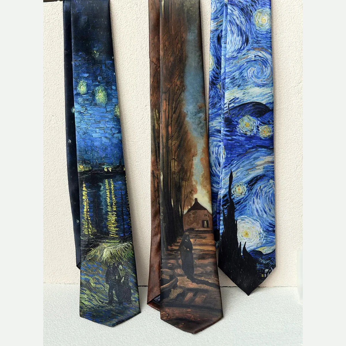 Neck Tie Vintage 8cm Width Starry Sky Oil Painting Neckties Men Women Creative Fun Flower Green Neck Tie Daily Wear Shirt Accessories