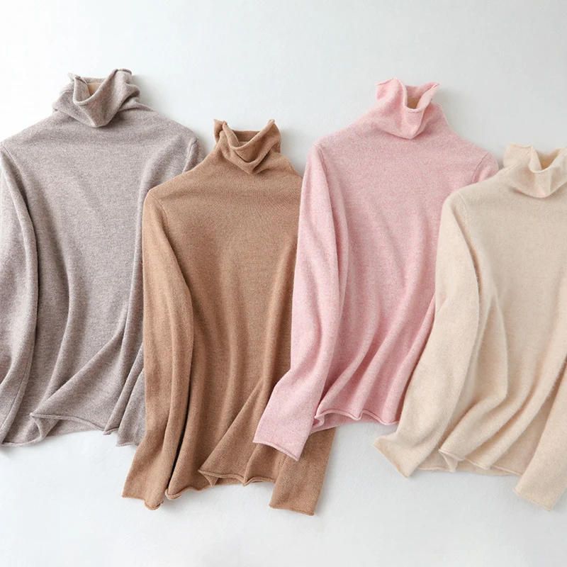 2024 Fall/Winter Women Sweater Turtleneck Cashmere Sweater Women's Wool Knit Pullover Long-sleeve Slim Bottoming Shirt Larg Size 5