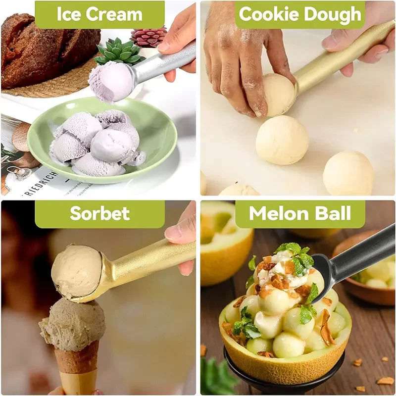 Nonstick Anti-Freeze Ice Cream Scoop Professional Aluminum Ice Cream Scooper Fruit Balls Yogurt Sorbet Scoop Kitchen Gadgets