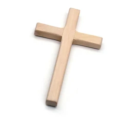 Exquisite Wooden Decorative Wall Cross - Double Color Design, 12cm (Wooden color)