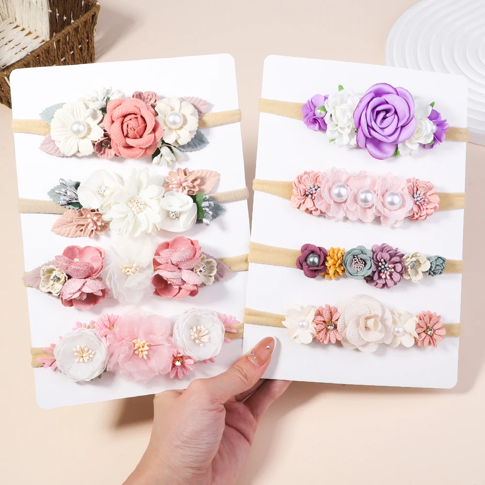 1Pcs Baby Girl Headband Cute Flower Elastic Hair Band Newborn Head Toddler Headband Headwear Kids Accessories Christmas Gifts accessories baby girl cotton turban big bow hat toddler kids head wrap newborn beanie solid color infant bonnet cap 0 2t