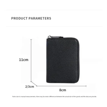 Multi Slot Card Holder Vintage Small Wallet Women Men Business Bank Credit Card Bag Male Coin Pouch Solid Leather Zipper Wallet 6