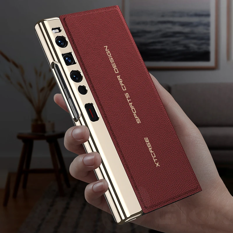 Original Case For Huawei Mate XS 2 Luxury Plating Painted Leather Magnetic Fold
