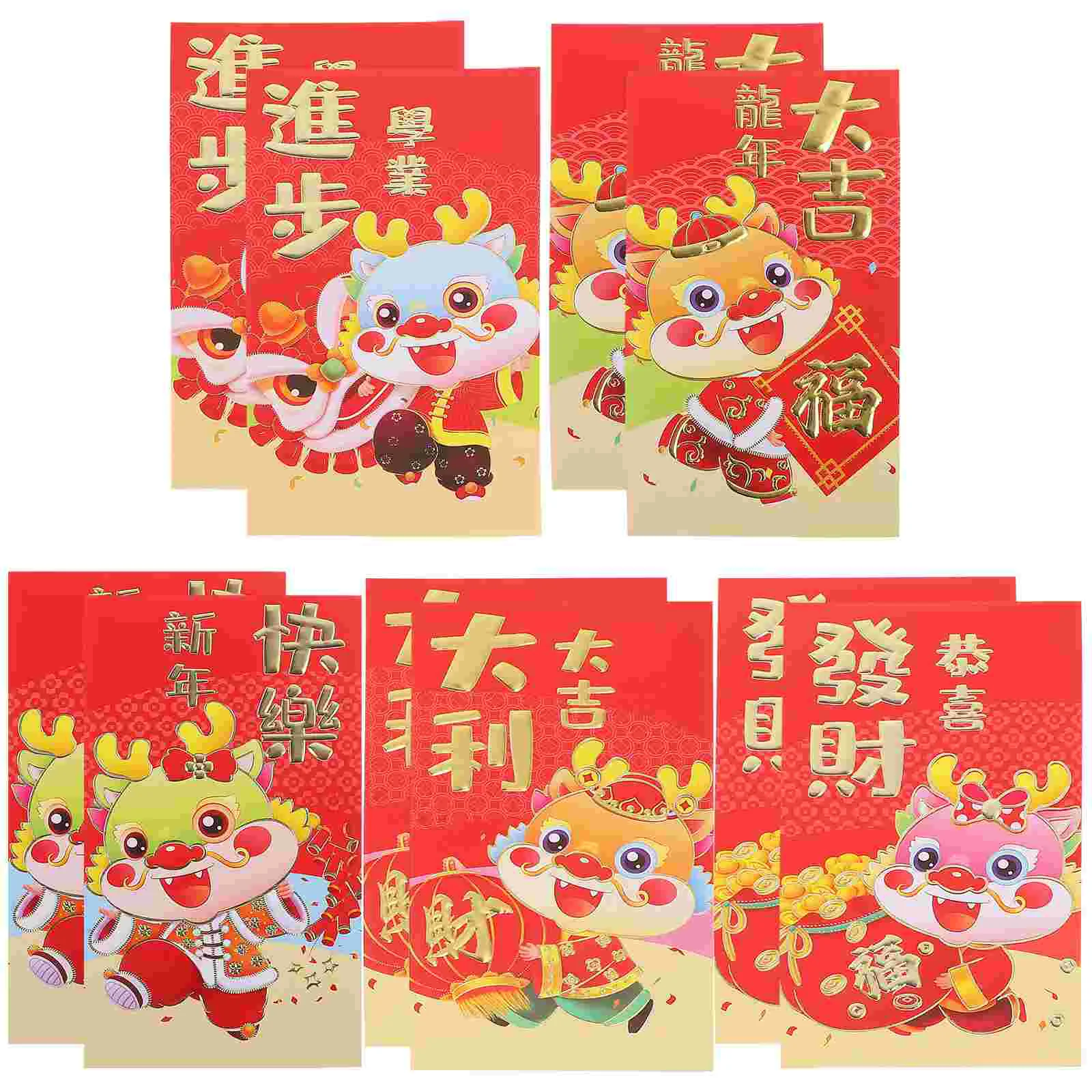 

50 Pcs 2024 Red Packet Cash Gift Chinese Zodiac Gifts for Her Birthday Coated Paper