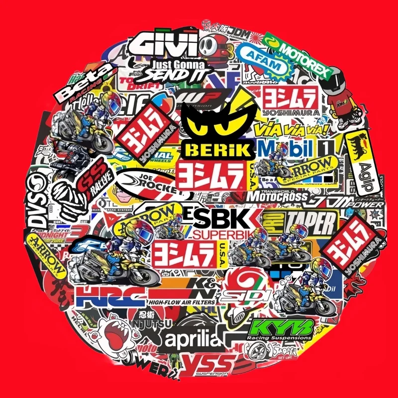 Waterproof Stickers, Motorcycle Stickers, Custom Stickers 40/80 PCS Random Motorcycle Luggage Helmet Moto For Yamaha Honda Kawasaki Racing Brand DIY PVC Decals