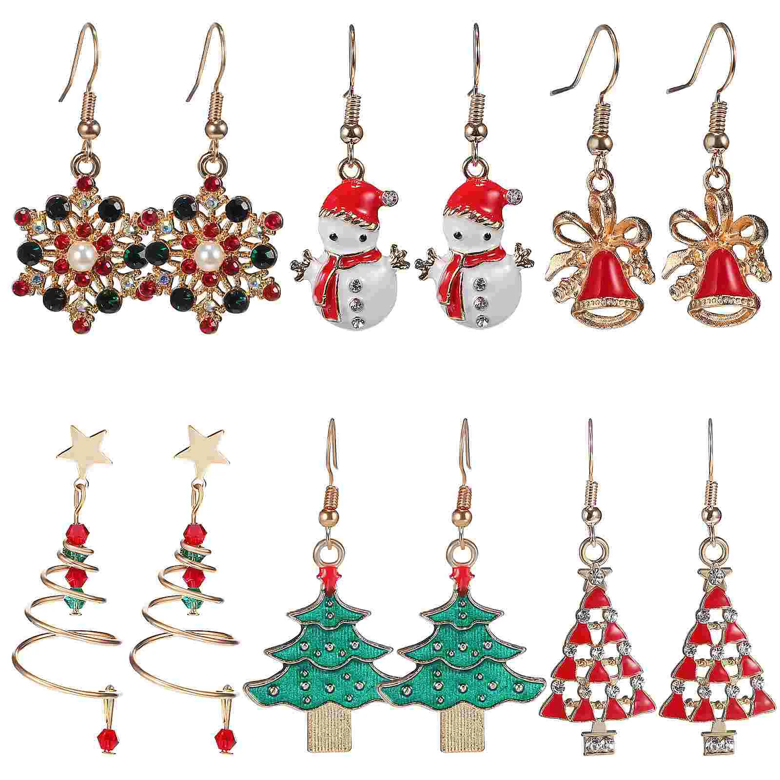6 Pairs Christmas Snowman Earrings Drop Personality For Women Decor Alloy Teen Girls